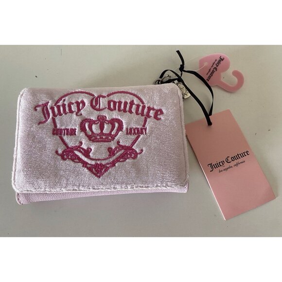 JUICY COUTURE GIRLIE ROYALTY Double Sided Trifold Wallet Chiffon Pink NEW - Picture 2 of 11